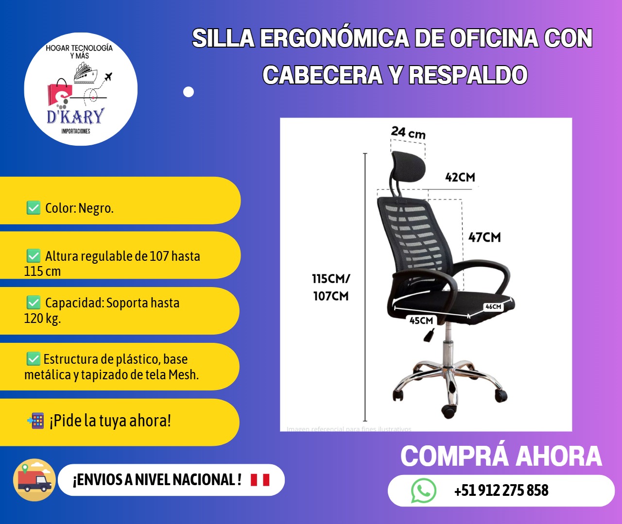 Silla de Oficina Ejecutiva Ergonómica